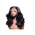 16 inches glueless bounce body curl wig with 5by5 closure natural color