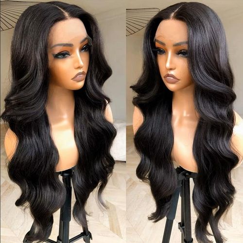 Black Pearl Human Noble Natural Hair Brazilian LORRAINE For Women 28-inch Body Wave Lace Hair Wig Natural Black Color Lace X Real Remy Hair Wig