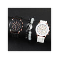 Geneva Couple Watches Women Casual Silicone Band Quartz Watch Jewelry Set