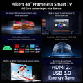Hikers 43'' Inches Smart Frameless A+ Panel FHD Smart LED TV-Black